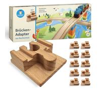 Gutenstein BRIO-DUPLO Lot de 11 adaptateurs pour rails en bois et Duplo pour ponts de train en bois créatifs - Bois de hêtre - Accessoires de chemin de fer en bois de qualité supérieure