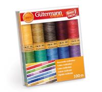 Gutermann 731149-1 Lot de 10 Bobines de Fil en Coton Naturel Multicolore 100 M
