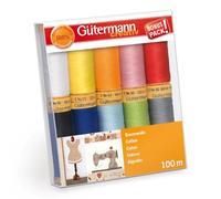 Gutermann 734521-2 Lot de 10 Bobines de Fil en Coton Naturel Multicolore 100 M
