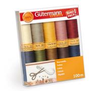 Gutermann 734521 bobines de Fil en Coton Naturel Multicolore 100m - Lot de 10