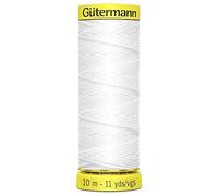 Gutermann Bobine de fil élastique pour couture, travaux de bobine, smockage, poignets tricotés et fronces de tissus - Blanc - WHT - 1 bobine de 10 m