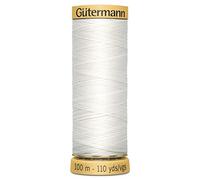 Gutermann Fil 100 % coton naturel pour couture et matelassage, toutes les couleurs, bobines de 100 m, blanc, 1 x 100m Spool