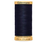 Gutermann Fil à coudre 100% coton naturel pour couture et matelassage, couleurs variées, bobines de 250 m, Noir , 1 x 250m Spool
