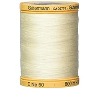 Gutermann Fil de coton naturel solide de 800 m, blanc d'œuf