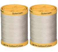 Gutermann Fil de coton naturel solides (801 m) - dans votre choix de couleur, Coton, Sandy Grey, 2 Pack