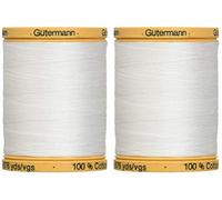 Gutermann Lot de 2 fils de coton naturel solide 800 m chacun - Blanc (800 C 5709)