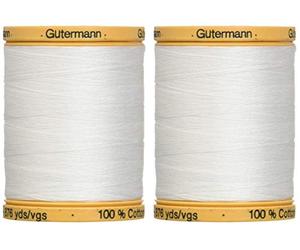 Gutermann Lot de 2 fils de coton naturel solide 800 m chacun - Blanc (800 C 5709)