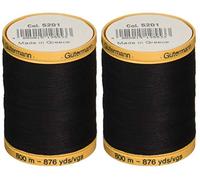 Gutermann Lot de 2 fils de coton naturel solides 800 m chacun - Noir (800C 5201)
