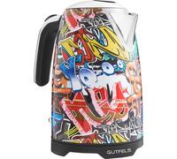 Gutfels Bouilloire WATER 3010 G | style graffiti | 1,7 litre | 2200 watts | socle 360 degrés | indicateur de niveau d'eau | protection contre la surchauffe et la marche à sec | filtre intégré | interr
