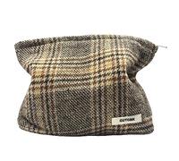 GUTGNK Sac cosmétique pour femmes, sac à cosmétiques de voyage à carreaux petit sac cosmétique soin de la peau changement et lavage cosmétique sac à main pratique sac de rangement à fermeture éclair,