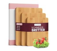 Gutherz DicK - Lot de 3 planches à découper en bambou - Naturelles - Sans vernis - Antibactériennes - 38 x 25 / 30 x 20 / 22 x 15 cm - Massives, durables et faciles à nettoyer