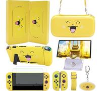 GUTIAL Accessories Bundle for Nintendo Switch - Cute Kawaii NS Accessories kit for Grils Boys Kids with Travel Carrying Case and Cartoon Dockable Cover Case, Screen Protector, Stand - Yellow