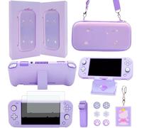 GUTIAL Accessories Bundle for Nintendo Switch Lite - Cute Kawaii NS Lite Accessories kit for Grils Boys Kids with Carrying Case, Cartoon Cover Case, Screen Protector, Stand - Purple