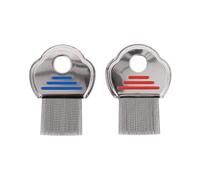 Gutol Lot de 2 peignes à poux en acier inoxydable, peigne fin pour éliminer efficacement les poux et les lentes sur tous types de cheveux (lot rouge et bleu)
