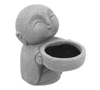 Gutol Petite statue de Bouddha en grès avec finition imitation pierre bleue - Sculpture de moine Jizo pour la méditation zen, décoration d'intérieur/Feng Shui pour la prospérité