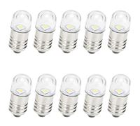 GutReise AC/DC E10 Ampoules, 10pcs 9V Blanc chaud E10 Ampoules de Rechange Miniature Vis Lampes LED 65Lm (9V, Blanc chaud)