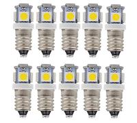 GutReise E10 AC LED Ampoules, 10 pcs 12V Blanc Chaud 5 lampes LED, E10 Miniature Vis 0.5Watts 50Lm (AC12V, Warm White)