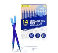 GutSache Lot de 14 recharges de rechange effaçables pour stylo gel 0,7 mm, bleues, compatibles avec Pilot FriXion Ball, Clicker & Eberhard Faber, encre thermosensible pour stylo à encre gel Pilot
