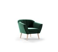 GUTTO Fauteuil LINE Fauteuil tapissé Velours vert Fauteuil TV inclinable Fauteuil scandinave Pieds en bois Piquage des pieds hauts