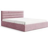 GUTTO Lit capitonné sur mesure Lit capitonné en velours rose 90 x 200 cm Pieds en métal noir Lit en velours - lit double avec un beau matelassage