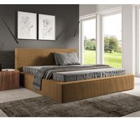 GUTTO Lit rembourré sur mesure FILO couleur moutarde 140x200 en velours côtelé avec sommier à lattes en bois Design moderne dans des couleurs tendance, sans espace de rangement