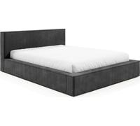 GUTTO Lit rembourré sur mesure FILO Gris 140x200 en velours côtelé avec sommier métallique Design moderne dans des couleurs tendance, avec espace de rangement