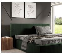 GUTTO Lit rembourré sur mesure FILO GRUEN 140x200 en velours côtelé avec sommier à lattes en bois Design moderne dans des couleurs tendance, sans espace de rangement