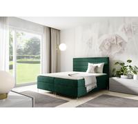 GUTTO Lit Tatrol VICKY 120 x 200cm 2x Boîte de rangement TOPPER 5cm velours vert haut pieds dorés