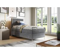 GUTTO sommier tapissier JILL 90 x 200cm avec coffre de rangement TOPPER 5cm Free Grey Velour high golden legs