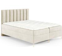 GUTTO Sommier tapissier NADIA 120 x 200cm 2x Coffre de rangement TOPPER 5cm Loose green velour High Golden Legs