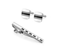 GUTUYEHKEA Ensemble de Boutons Manchette à Pince Cravate for Homme, Rayures en émail, Diamant française