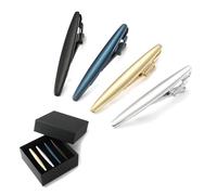 GUTUYEHKEA Pince à Cravate d'affaires for Homme, Emballage Individuel, Argent, Pistolet, Rayures Noires, placage for Adulte