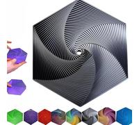 GUUIESMU Fractal Fidget Hexagon,Fractal Fidget Hexagon Fingertip Decompression Toy,3D Printed Hexagon Fidget Toy, Kids Adults Fidget Toy for Anti-Anxiety and Stress Relief (Black)