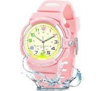 GUUMUXIN Montre Analogique pour Enfants avec Lumières Colorées pour Garçons et Filles, Montre d'apprentissage Résistante à l'eau 30M, TPU Bracelet Montre de Sport D'extérieur pour Les 5-16 Ans