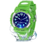 GUUMUXIN Montre Analogique pour Enfants avec Lumières Colorées pour Garçons et Filles, Montre d'apprentissage Résistante à l'eau 30M, TPU Bracelet Montre de Sport D'extérieur pour Les 5-16 Ans