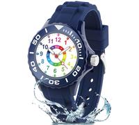 GUUMUXIN Montre pour Enfants Convient Garçons et Filles, Montre Éducative Analogique pour Enfants 5-16 Ans, Facile à Lire, Cadran Multicolore avec des Échelles Claires, Bracelet en Silicone Souple