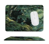 Guuogxan Forêt Ours Noir Tapis de Souris Portable Mini 25 x 20 cm nm-785 | Tapis Portable avec Base en Caoutchouc Antidérapante, Bords Cousus Anti-Effilochure, Surface Micro-Tissée Imperméable