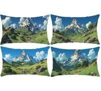 Guuogxan Lot de 4 Housse de Coussin Décorative Rectangulaire ImperméAble, Paysage Coussins Canapé, Velours Taies D'Oreillers, Ferme, pour Exterieur, Balcon, Sofa, Décoration Chambre 35 x 70 cm w-224