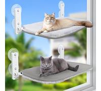 GUUSII HOME 2PCS Hamac Chat Fenetre Lit Perchoir Panier Suspendu Pliable Etagere pour Petits et Grands Chats Fenêtre Transat Robuste avec Ventouses Stables 52 * 30cm Supporte 25kg (Gris Clair, M)