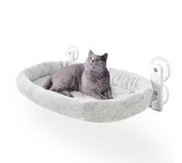 GUUSII HOME Hamac Chat Fenetre Perchoir Lit Fenêtre Panier Suspendu Etagere pour Grande Chats Pliable Transat Facile à Monter avec Ventouse Puissante Tapis Réversible 53 * 30cm Jusqu'à 18kg (Gris, M)