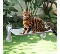 GUUSII HOME Hamac Chat Fenetre Pliable Panier Transat Suspendu Grande Chats Ventouse Support Perchoir Coussin Interieur Etagere Chaise Lit pour Maine Coon Facile À Monter 54 * 30cm (Gris, M)
