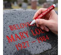 GUUTHQOR 2pcs Golden Tombstone Marker Pen for Restoring Faded Grave Inscriptions,gold Paint for Headstone Lettering,stone Touch Up Pen,Weather-Resistant Quick-Drying Oil-Based Fine Tip (Red)
