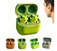 GUUTHQOR Écouteurs Grenouille,Frog Earbuds,Cute Animal Shaped Bluetooth Earbud with Charging Case, Wireless in Ear Headphones with Deep Bass (A)