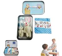 GUUTHQOR Little Pocket Bunny in A Tin,Petit Lapin De Poche,Bunny Easter Plush and Baby Bunnies in Pocket Tin,Easter Basket Stuffer, DIY Pet Bunnys Adoption, Easters Baskets Decorative Boxes (Blue)