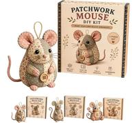 GUUTHQOR Patchwork Mouse Diy Kit,small Mouse Ornament Diy Craft Kit,Handmade Sewing Craft Set, Cute 3D Animal Sewing Project, Relaxing Creative Gift for Beginners (B)