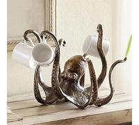 GUUTOP Statuette de pieuvre en résine, support de tasse en forme de pieuvre, support de tasse amusant, support de bijoux, décoration de bureau, maison, cadeaux pour amis