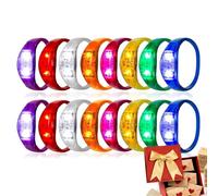 GUUZETU 16/24/48 pièces Bracelet lumineux clignotant activé par le son, bracelets lumineux LED multicolores en silicone, brillent dans le noir, pour la Saint-Valentin, le Nouvel An (Orange,16)