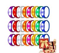 GUUZETU 16/24/48 pièces Bracelet lumineux clignotant activé par le son, bracelets lumineux LED multicolores en silicone, brillent dans le noir, pour la Saint-Valentin, le Nouvel An (Purple,48)