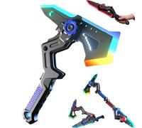 GUUZETU Interstellar Spark Battle Blade Lame Lumineuse LED Double Mode, Jouet de Science-Fiction transformant la Hache de Combat, 7 changements de Couleur, Commutation à Un Bouton Design (Blue)