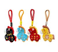 GUUZETU Ornements du Nouvel an Chinois 2026, Mini Porte-clés en Peluche Cheval Suspendu Fait à la Main avec Symbole culturel, Jolie Figurine Cadeau pour Sac à Dos, ami, Voiture (4Pcs)